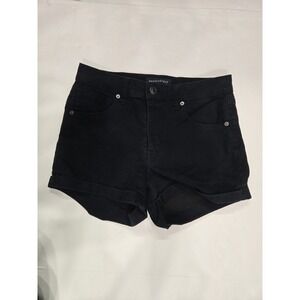 Aeropostale Black High Rise Midi Shorts Women's 6 Distressed Denim Stretch Jean